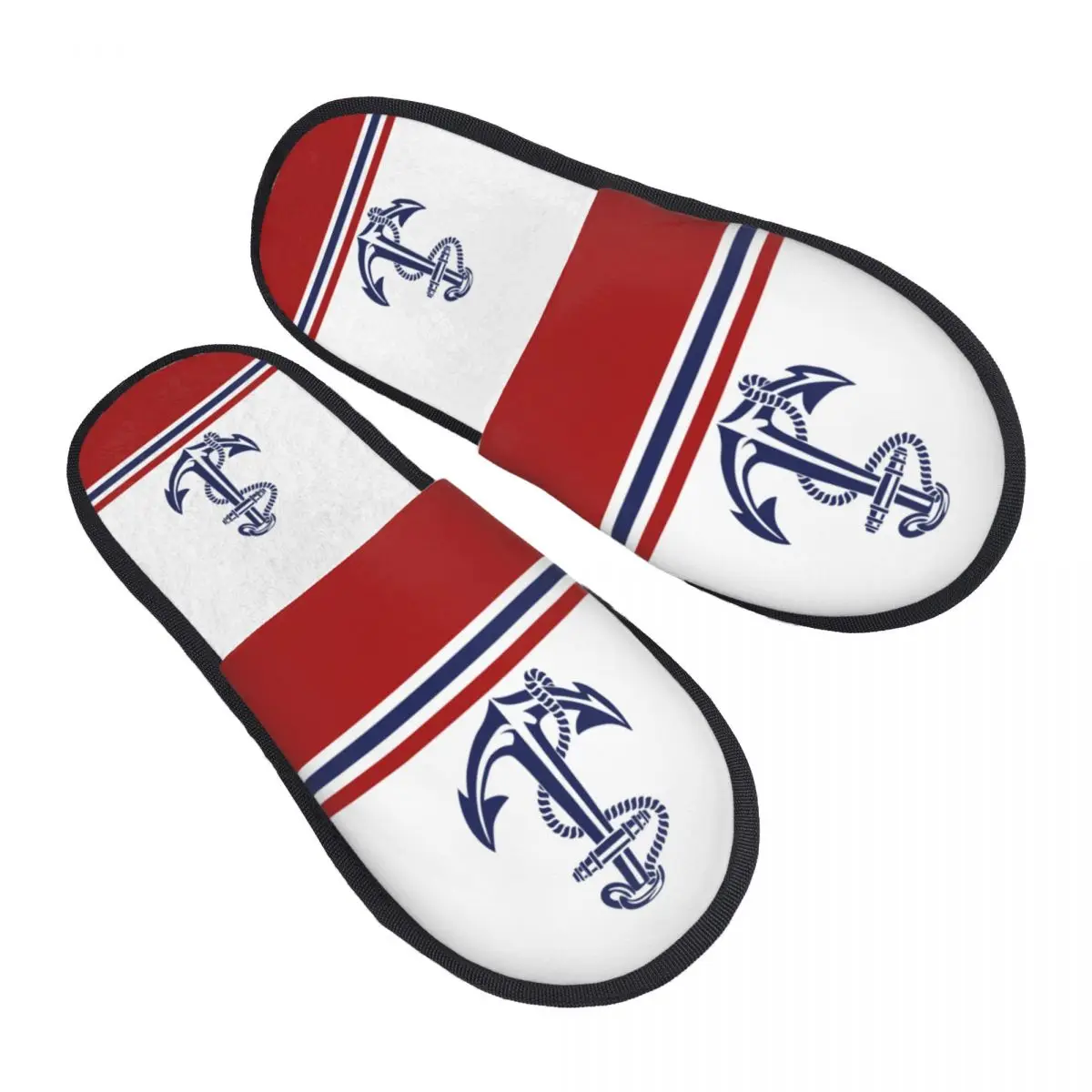 Изготовленные на заказ темно-синие полоски с морским якорем мягкие домашние