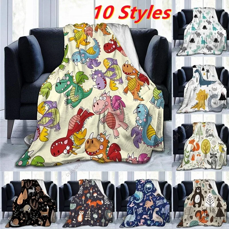 

Dinosaur Fox Blanket Animal Flannel Throw Blanket Travel Nap Blanket for Adult Kid