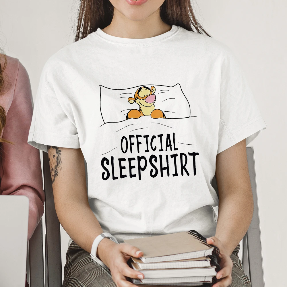 

Disney Tigger Official Sleep Shirt Funny Cute Women T-shirts 2023 Summer Home Casual Clothes Comzy O-neck Thin T Shirt Y2k Tops