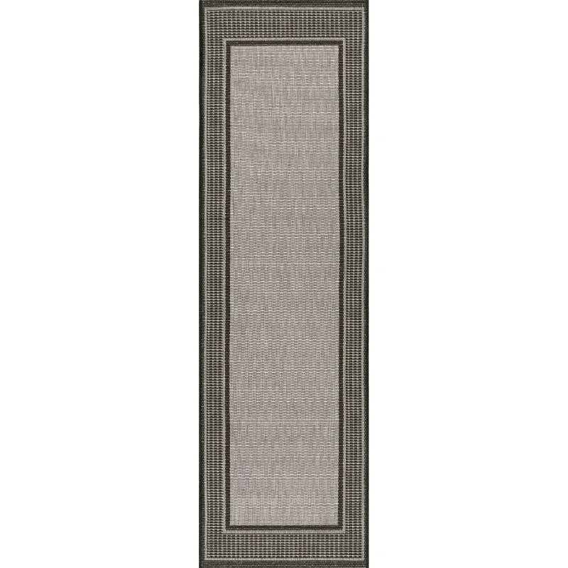 

Gris Border Indoor/Outdoor Runner Rug, 2' x 6', Gray