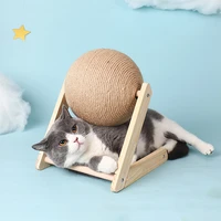 sisal cat scratching ball toy wooden cat scratch toy cat grind claw sisal rope cats toys wear resistant pet furniture supplies