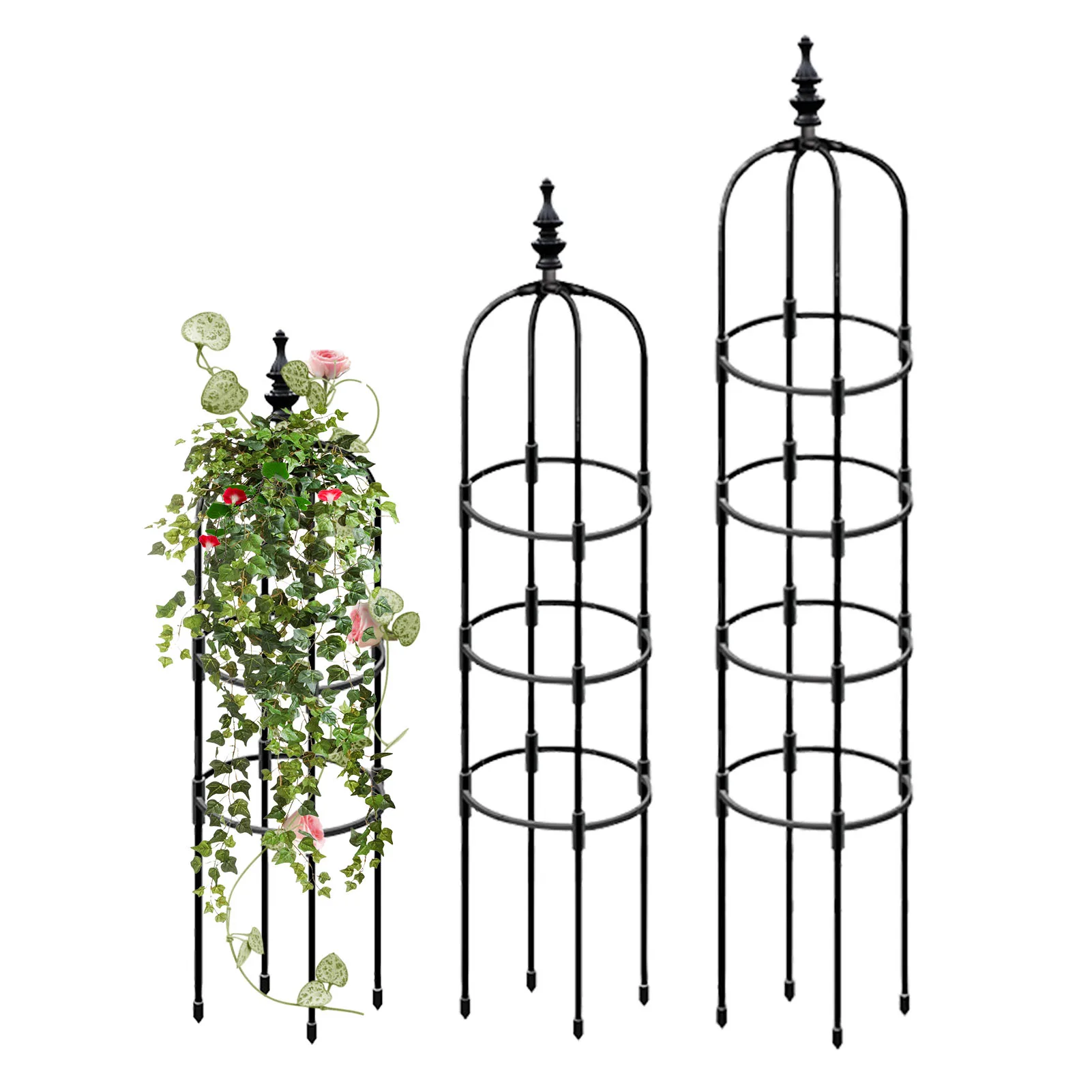 Enrejado de Torre obelisco para plantas trepadoras, estante de vid, soporte de flores de acero inoxidable empalmado para plantas, marco de soporte en maceta