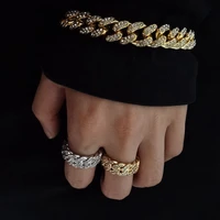 retro rhinestones zircon cuban chain metal geometric tail ring diamond ring men ring korean style ring men finger ring