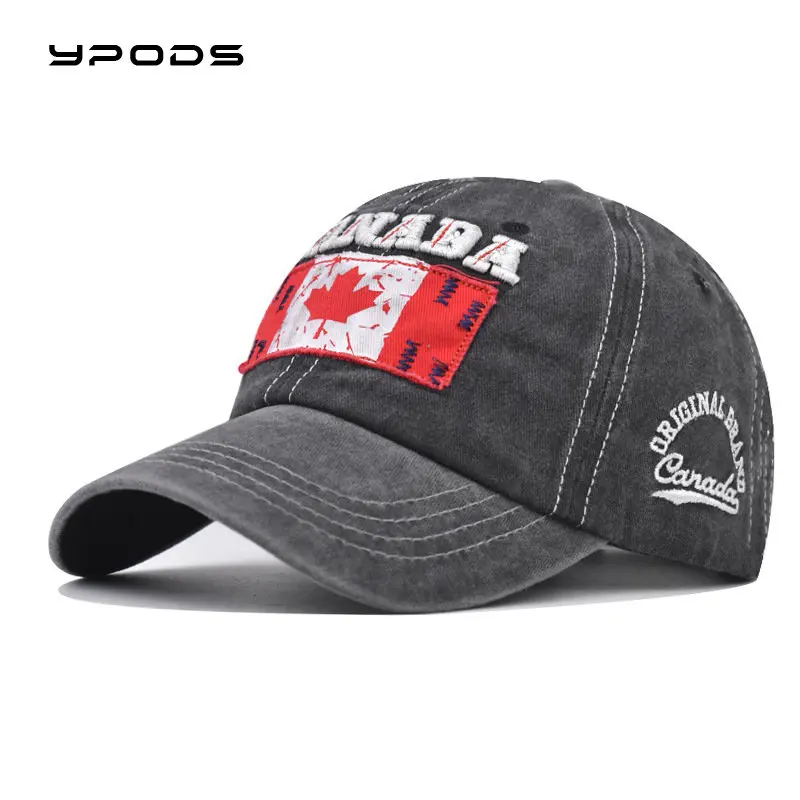 

Washed Cotton Maple Leaf Canadian Embroidered Baseball Cap Washed Used Canadian Cap Wholesale Dad Caps Outdoors Travel Hats