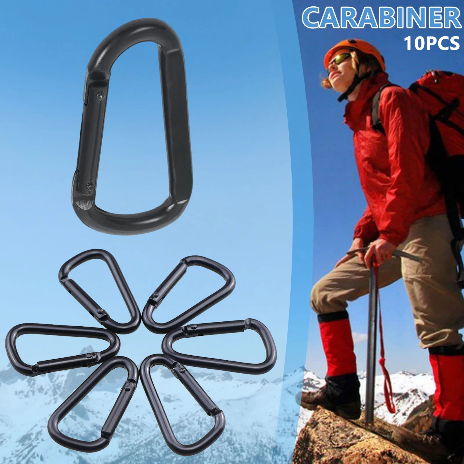 

Hot 10PCS Carabiner Snap Hook for Mountaineering Aluminium Alloy Water Bottle Buckle Heavy Duty Clips Keychain Clip Hood