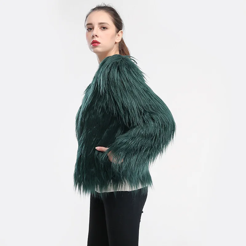 Autumn Winter Women's Imitation Fur Short Coat Long-sleeved Floating Wool Washed Wool Women's Large Size 4XL Warm Fashion Fur