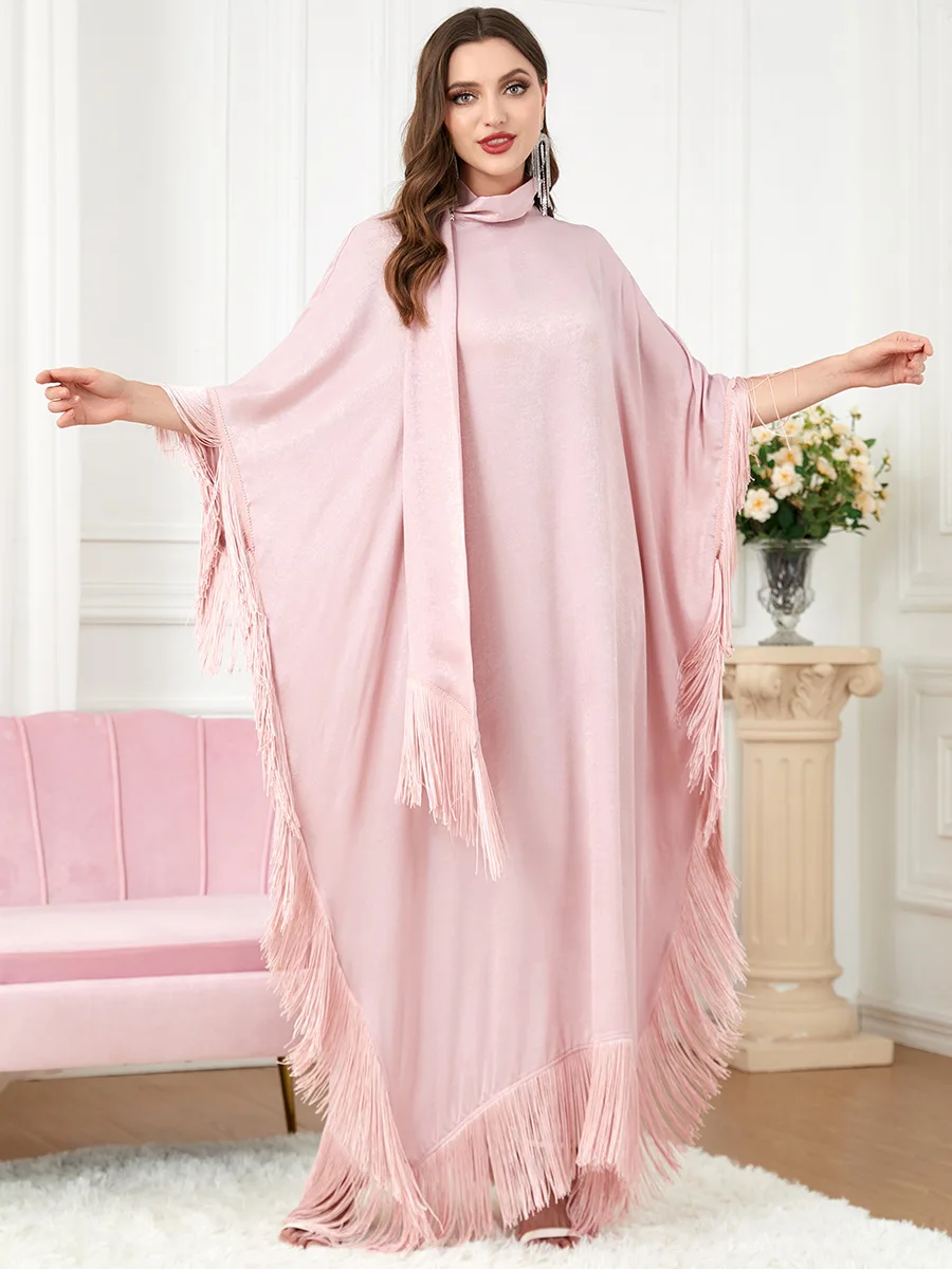 

Abayas for Women Dubai's New Fringed Bat Wing Sleeves for 2023 Casual Loose Oversized Ramadan Clothes for Muslim Women