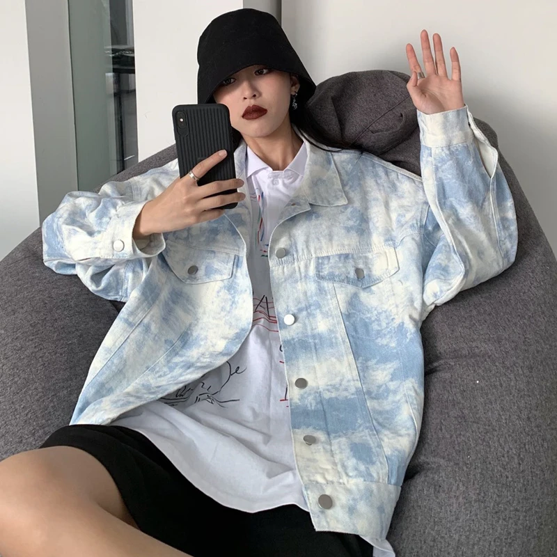 Модные женские джинсовые куртки крутые большого размера в стиле хип-хоп K-pop