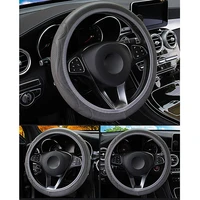 1 pcs car steering wheel cover grey leather protection anti slip steering wheel cover universal auto interior accessories