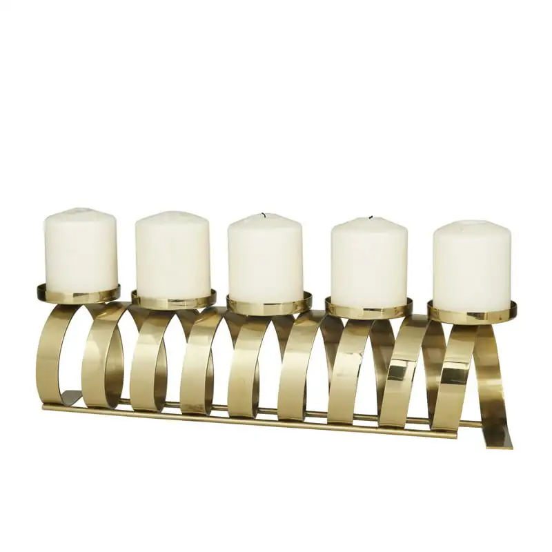 

5 Candle Gold Stainless Steel Candle Holder Christmas New Year Home Decor for Home Wedding Table Decoration