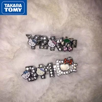 takara tomy 2022 new hello kitty womens diamond studded shiny bangs hairpin girl cute sweet and cool buling hair accessories