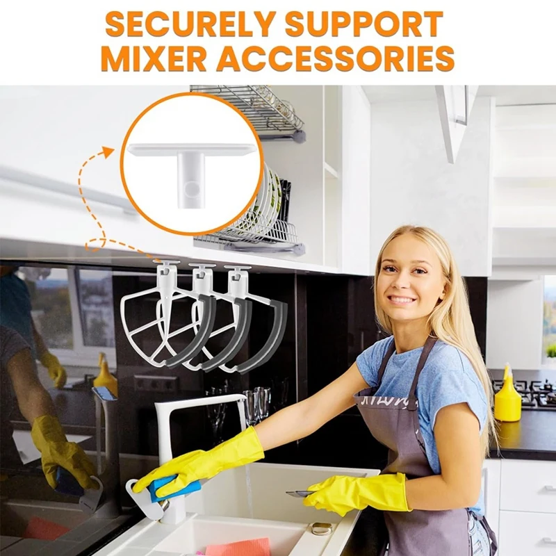 4Pcs Stand Mixer Attachment Holders Storage Organizer With Screw And Adhesive For Dough Hooks Flat Beater Wire Whip