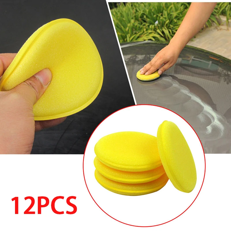 

12pcs Yellow Car Waxing Polishing Foam Sponge Wax Applicator Cleaning Pads Soft Wax Yellow Sponge Pad Buffer