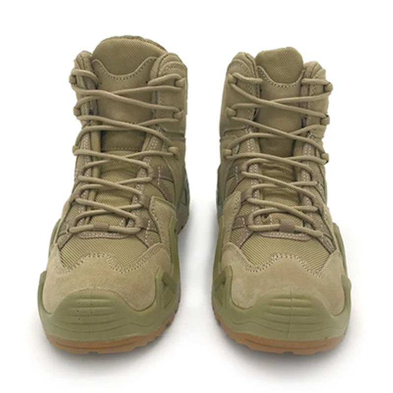 Topfight Green Mid Cut Men's Military Boot Size 39-46 Tactical Combat Hiking Shoes Water Proof Army Winter Warm Shoes Ankle Boot