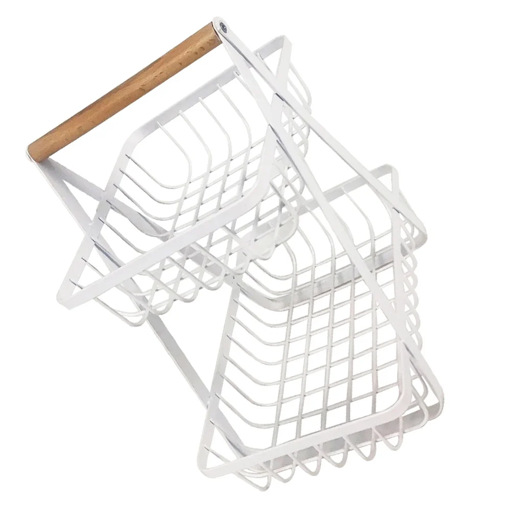 

1Pc Double-layer Fruit Basket Foldable Drain Vegetable Organizer (White)