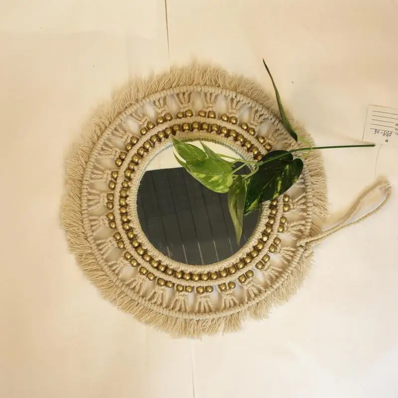 

Circle Mirrors For Wall Macrame Wall Mounted Makeup Mirror Hanging Round Wall Mirror Modern Decorative For Entryways Washrooms