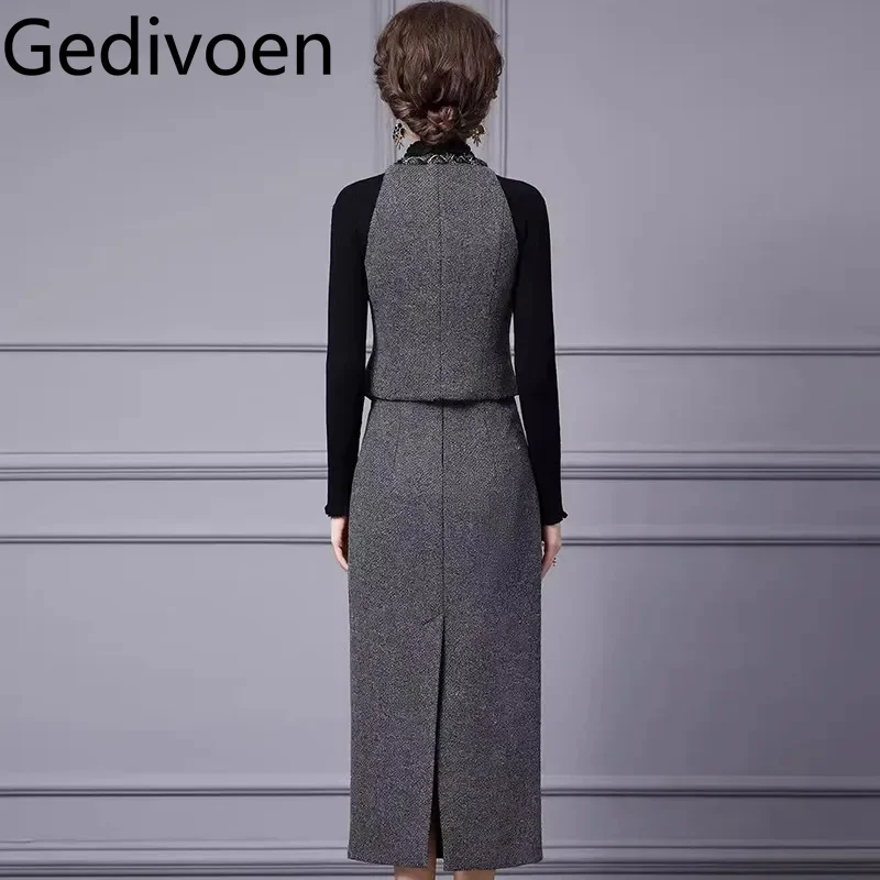 Gedivoen женский элегантный офисный и деловой костюм однобортные топы на бретелях с