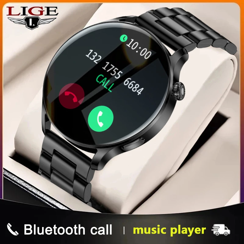 

Смарт-часы LIGE мужские водонепроницаемые с поддержкой Bluetooth и Пульсометром