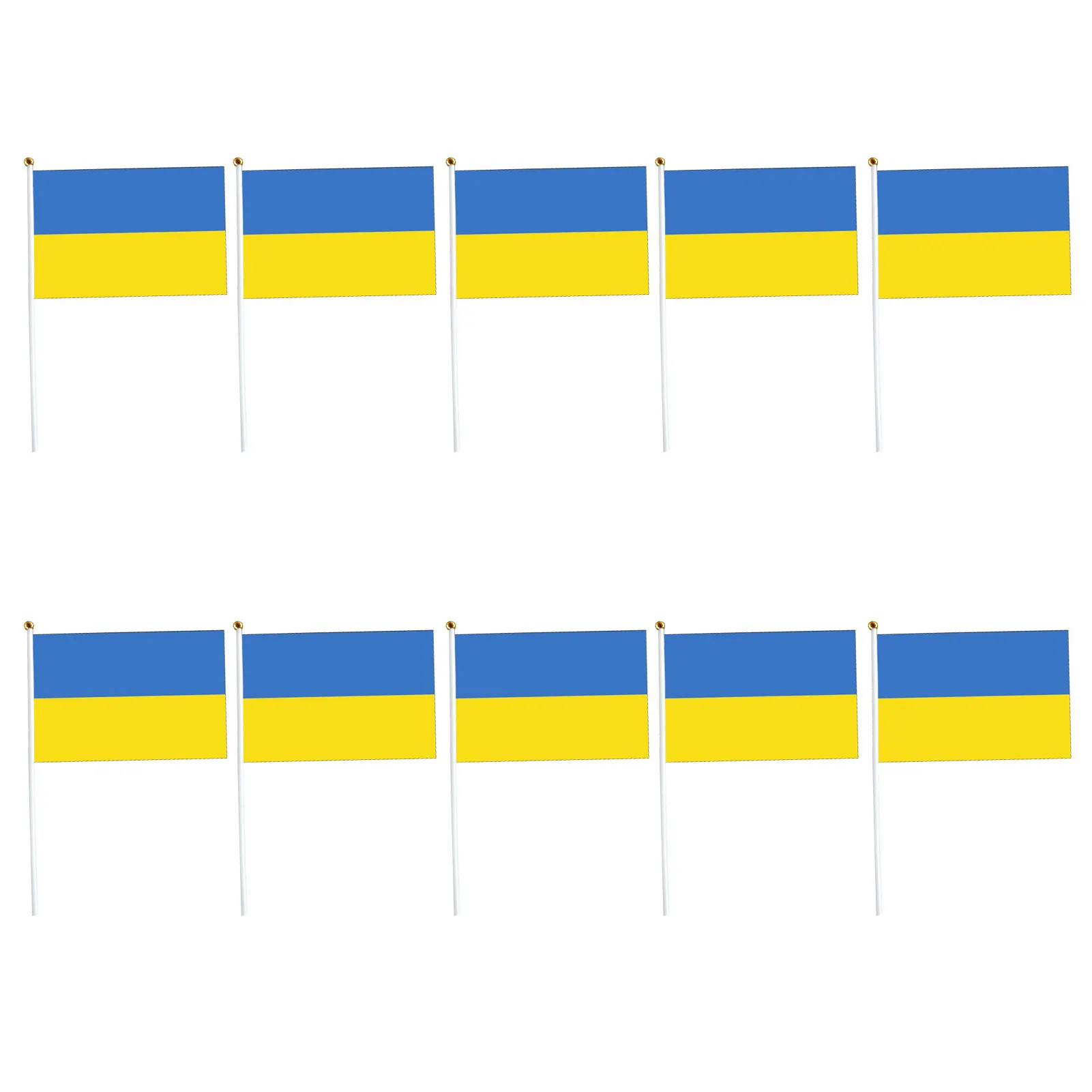 

10pcs Ukraine Stick Flag Small, Ukraine 14*21CM HandHeld Mini Flag with White Pole - Vivid Color and Fade Resistant