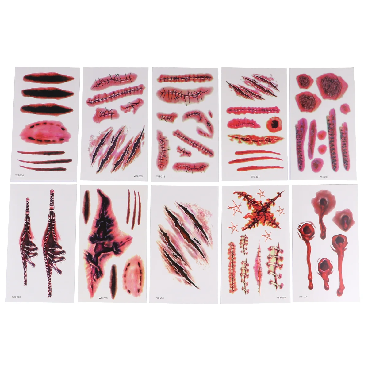 

20pcs Party Realistic Sticker Festival Horror Scar Sticker(10 Styles, Each 2)