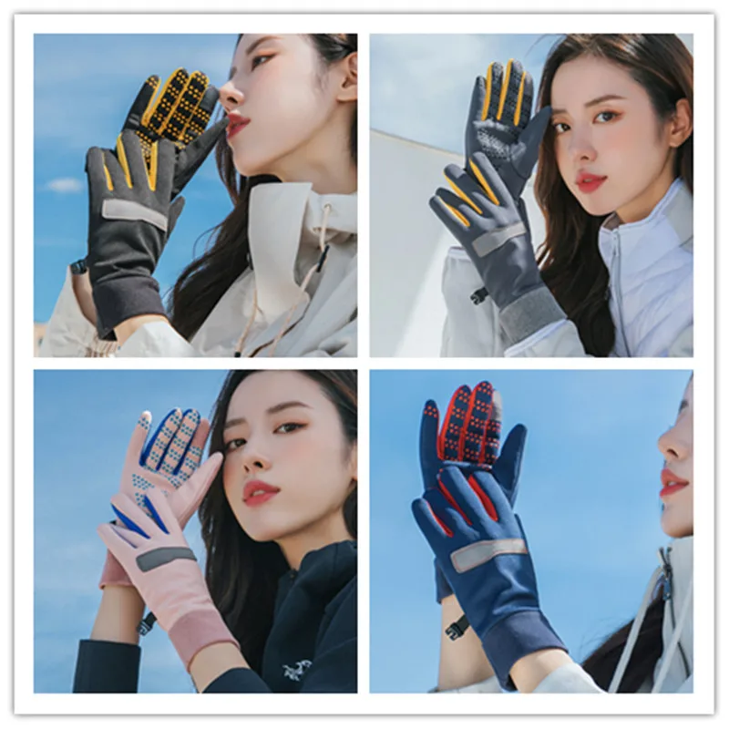 

Gloves Touch Screen Men's and Women's Warm Keeping in Winter Play Mobile Games Autumn Plush Riding Thick Lovers' Five Finger Ski