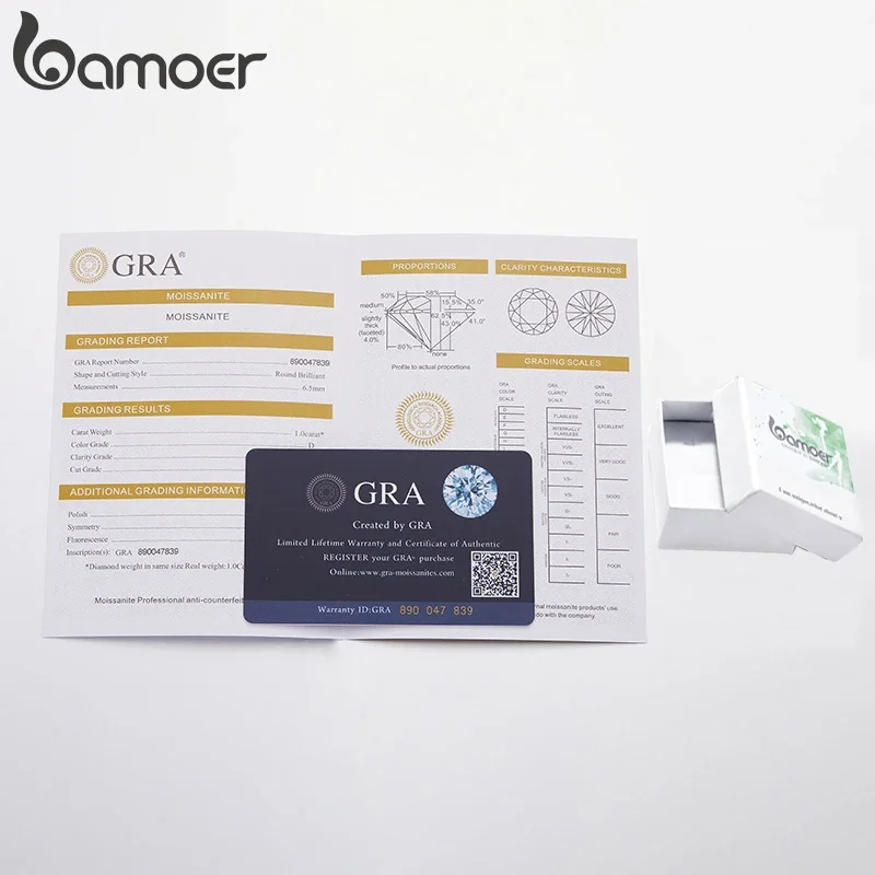 Обручальное кольцо BAMOER с муассанитом Женское женское бриллиантовым серебром и