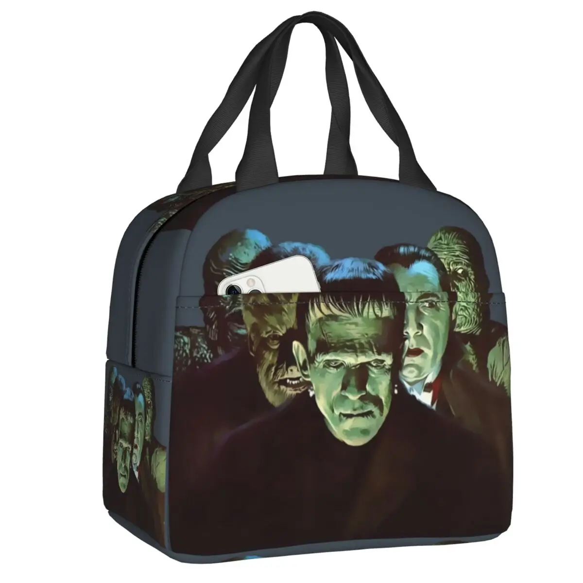 

Gang Of Monsters Insulated Lunch Bag for Women Frankenstein Halloween Horror Movie Cooler Thermal Lunch Tote Box Food Bags
