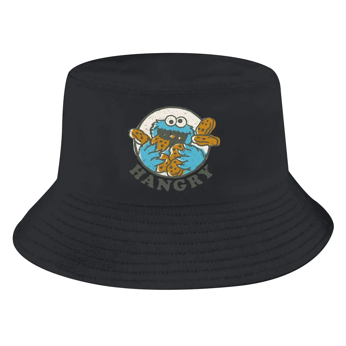 

Sesame Street Bucket Hat Vintage Cookie Monster Hangry Men's Women's Fisherman Cap Hip Hop Beach Sun Fishing Hats