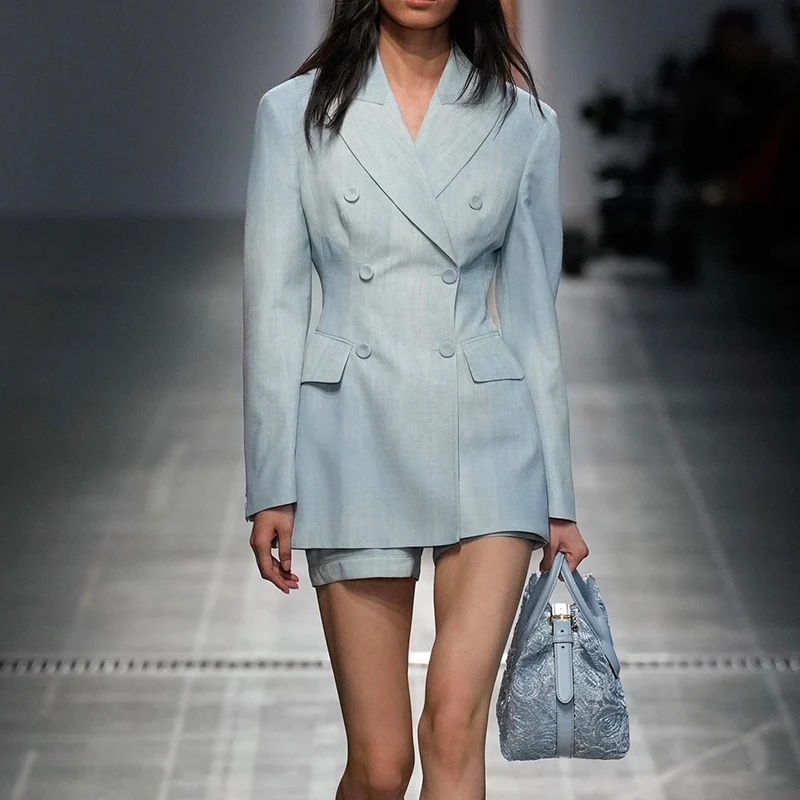 Элегантные комплекты для женщин одинаковые высококачественный двубортный