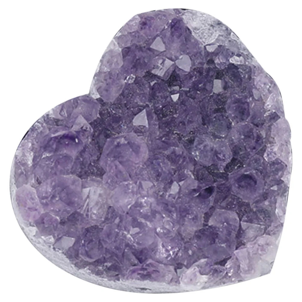 

Astetic Room Decor Statue Natural Crystals Stone Desk Amethyst Cluster Decoration Desktop Ornament Birthday Gift Heart Shaped