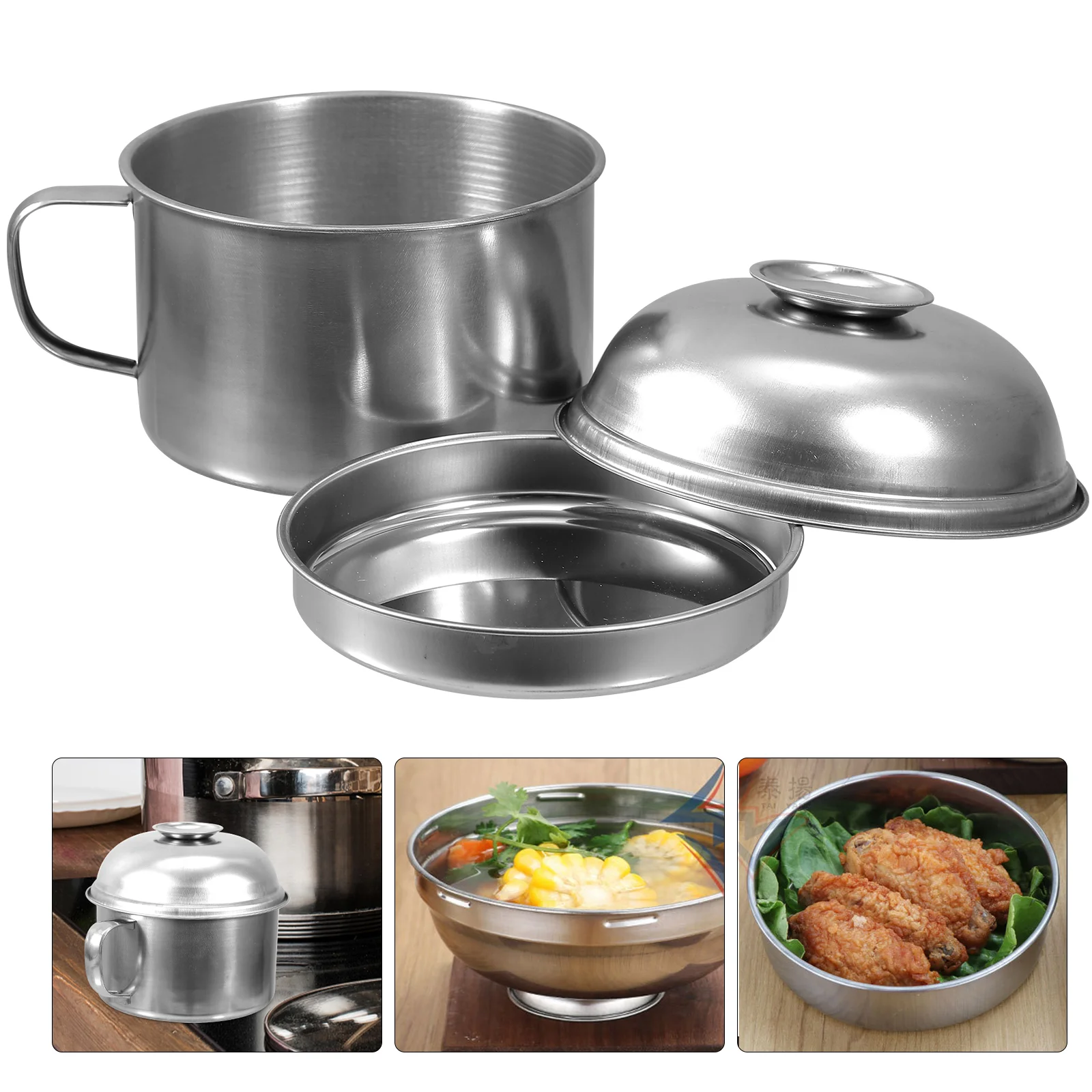 

Large-capacity Food Bowl Double-layer Stainless Steel Food Container With Handle Thicken Bento Box
