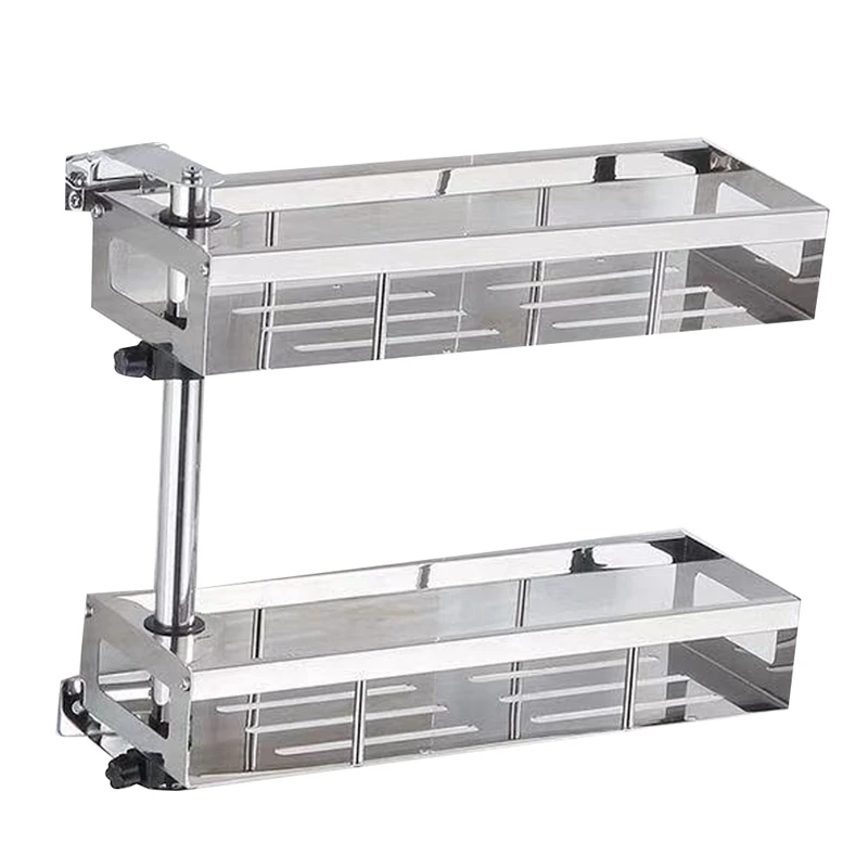 

2-Layer Rotating Shelf For Kitchen Corners, Perforation-Free Wall-Mounted Multifunctional Storage Rack, Space-Saving
