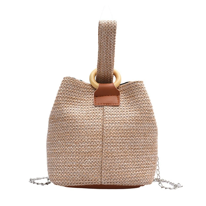 

Fashion Straw Bag Handbag Crossbody Bucket Bag Chain Bag for Women Girls