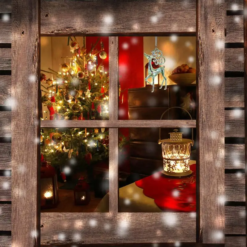 Рождественские украшения с оленями белые снежные хлопья 2D блестящие