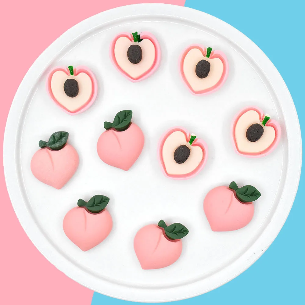 

10pcs Mini Resin Kawaii Peaches Fake Fruit Decoration Dollhouse Miniatures Cabochon Flatback Scrapbooking Accessories Phone DIY