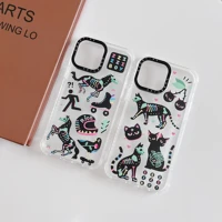 ins fashion luxury cat pattern phone cases for iphone 13 12 11 pro max xr xs max 8 x 7 se 2020 couple anti drop soft tpu cover