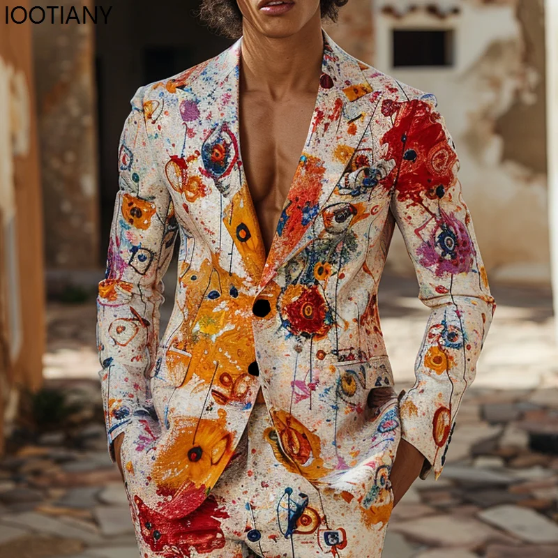 Мужские жаккардовые костюмы с водным узором модные индивидуализированные