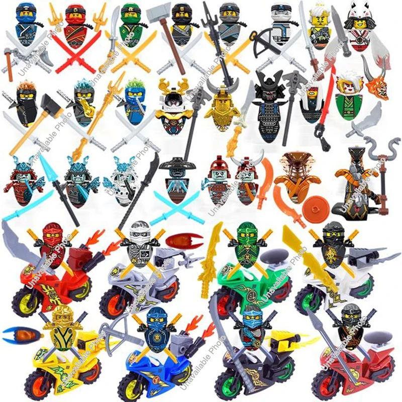 

24pcs/Set Ninja Minifigures Garmadon Jay Zane Kai Nya Lloyd Samukai Cole Harumi Ultra Violet Pyro Snake Building Block Kids Toys