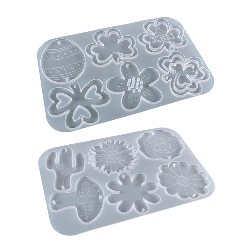

R3MC Petal Mushroom Cactus Listing Mold Silicone Pendant Mold Keychain Epoxy Resin Casting Mold for Jewelry Making Diy Craft