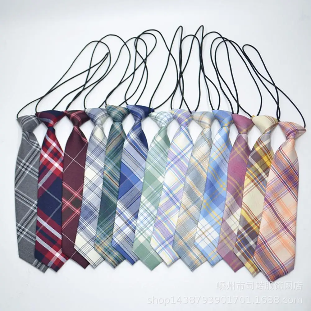 Униформа Рубашки галстук в клетку Женский Повседневный мужской тонкий для