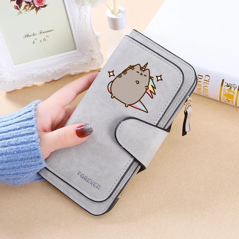 Фото Pusheen кошельки из искусственной кожи аниме толстые кошки с принтом кошельки для монет модный женский горизонтальный кошелек милые детские держатели для карт подарок на день рождения и Рождество №5