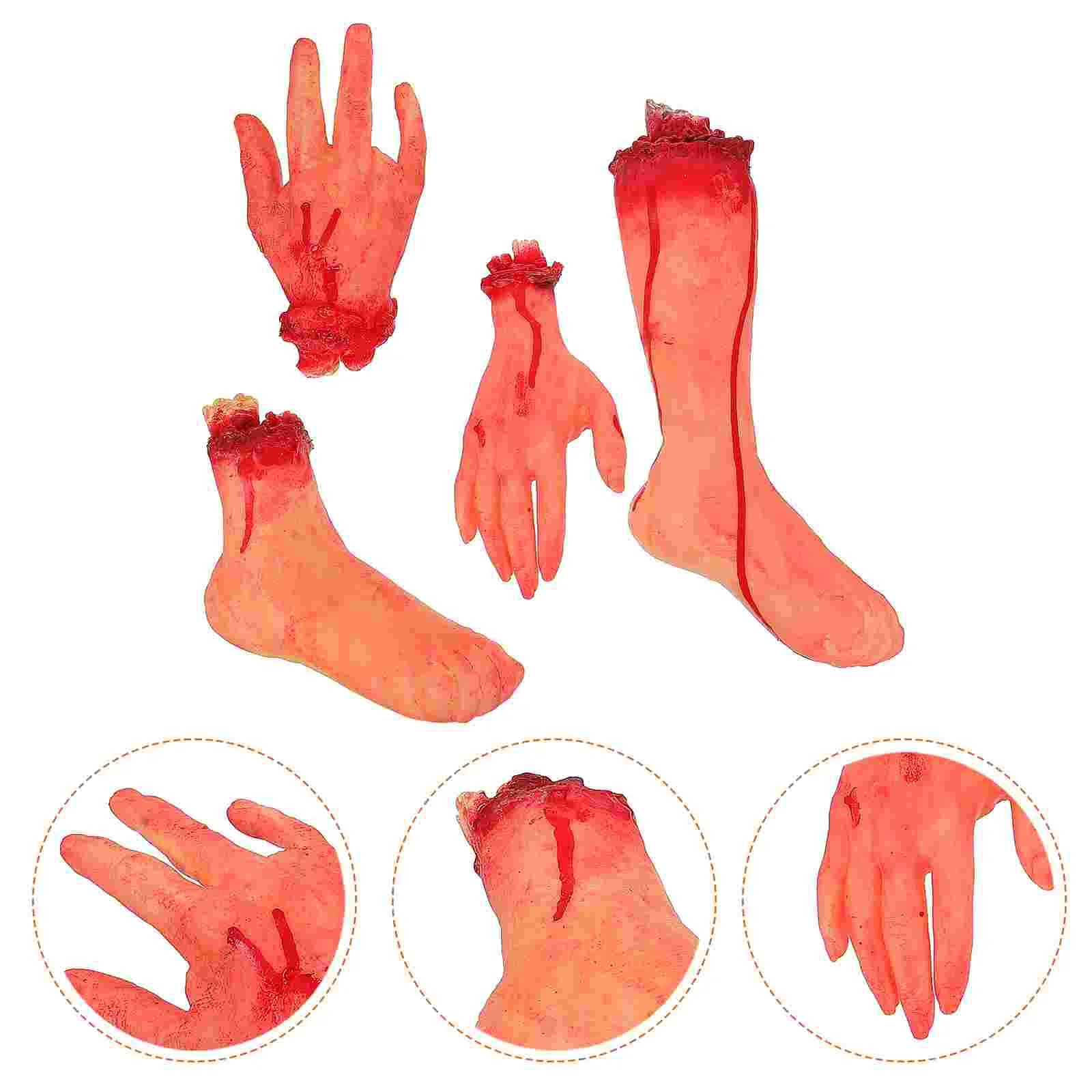 

4 Pcs Simulation Severed Limbs Festival Scary Prop Tricky Props Prank Decoration Halloween Vinyl Haunted House