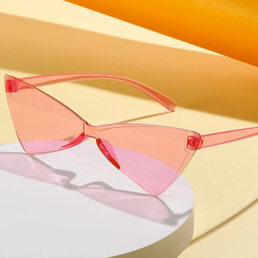 

Rimless Triangle Sunglasses Retro Candy Color One Piece Colored Transparent Sun Glasses Party Sun Glasses for Adults