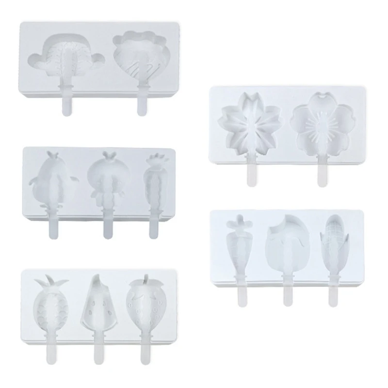 

2 Holes/3 Holes Silicone Ice Cream Moulds Silicone Popsicles Mould Easy-Release Popsicles Maker Molds Home Ice Molds