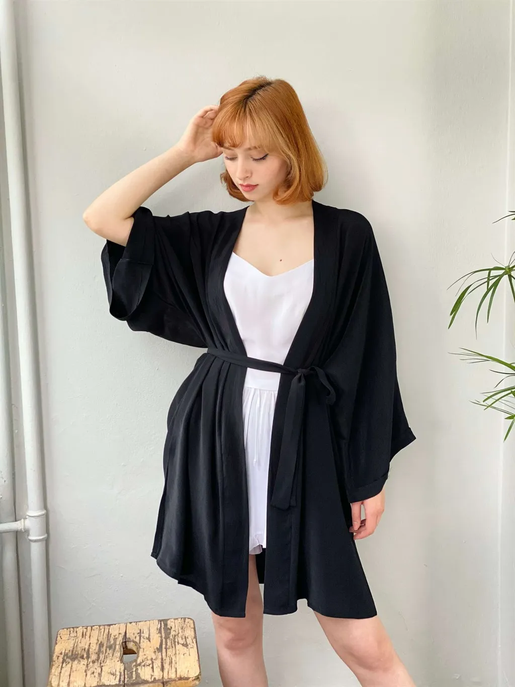 

Retrobird Retrobird Garnili Black Half Satin Kimono Black