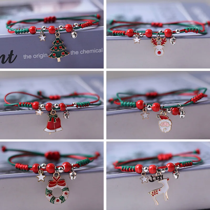 

Christmas Bracelets Wholesale Female Ins Niche Design Hand Ornaments Hand Rope String Things Girlfriends Students Couple Rope