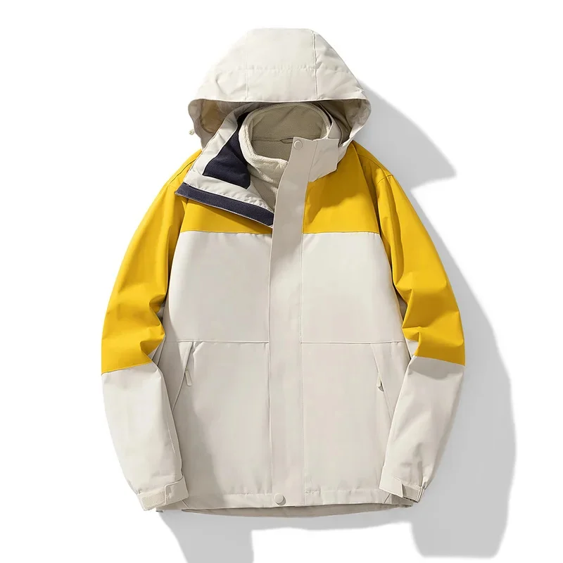 

Зимняя высококачественная походная куртка для мужчин, ветрозащитная Водонепроницаемая Повседневная Уличная ветровка, комплект из двух предметов, мужская куртка от дождя 3 дюйма