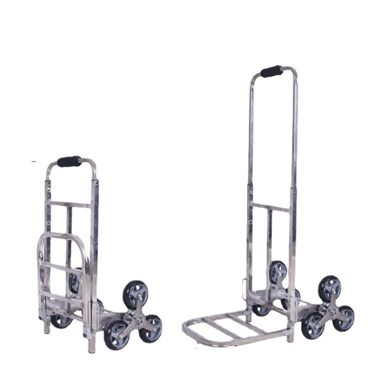 

150kg Bearing Foldable Shopping Trolley with Climbing Wheels Stainless Steel Pull Trolley Carts for Market Purchase Carrier Tool