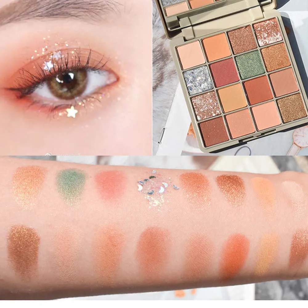 

HEALLOR 16 Color Sequins Matte Eyeshadow Pallete Long Lasting Glitter Nude Pigment Eyeshadow Makeup Palette Cosmetics