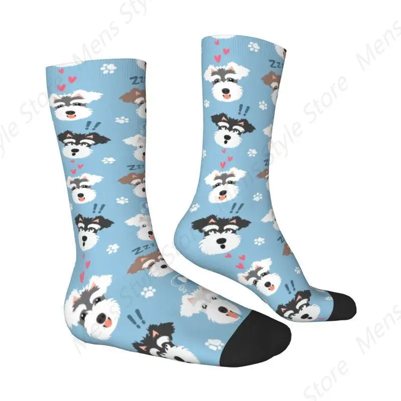 Kawaii миниатюрный шнауцер собака мужские носки для экипажа унисекс модные с 3D